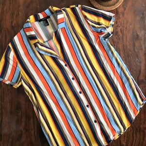 Multi Color Short Sleeve Button-Down